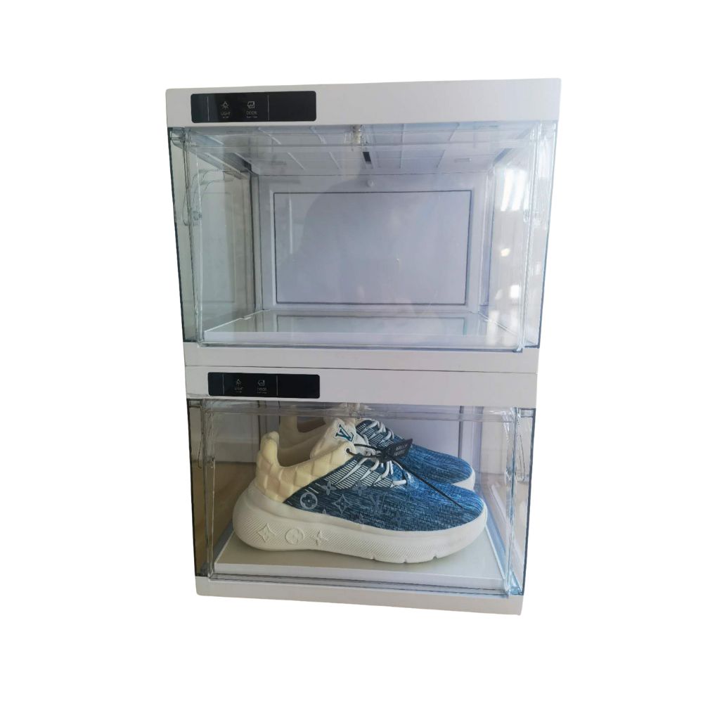 Sneaker-Schuh & Deko-Organizer Box mit automatischer Öffnungstür LED-Smart-Steuerung